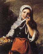 Bartolome Esteban Murillo Rural girls and flower basket painting